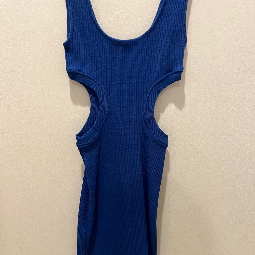 blue cut out mini dress